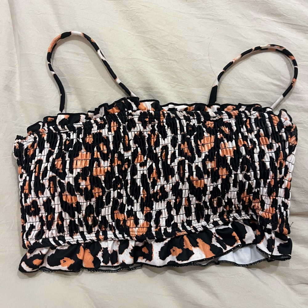 Target Leopard Smocked bikini Top with detachable straps